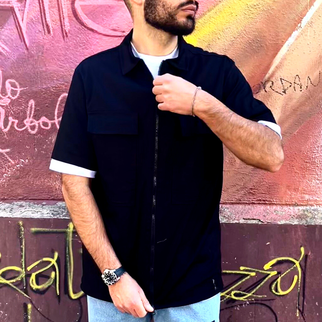 Camicia Corta con zip Classic Black
